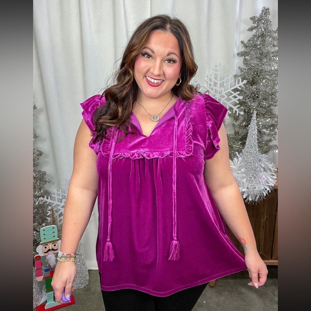 Velveteen Queen Blouse in Magenta